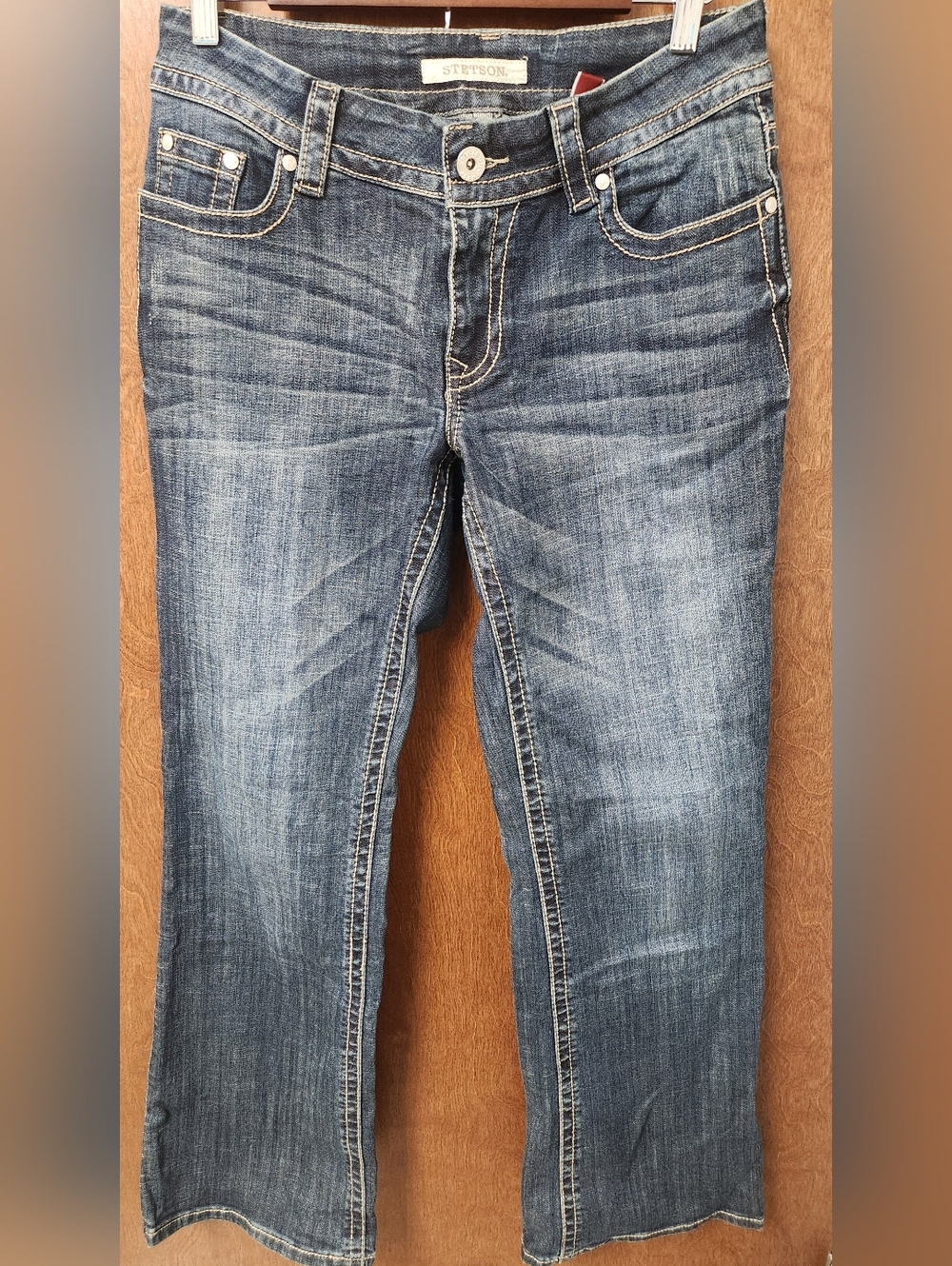 Stetson Women's Flared Jeans in Faded Blue Denim